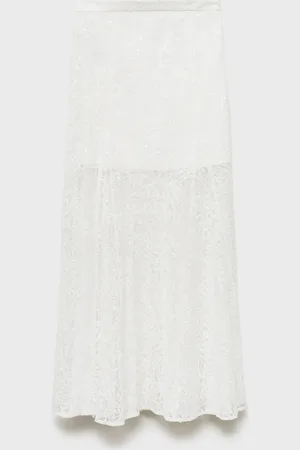 MANGO Long lace skirt