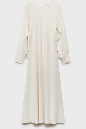 MANGO Satin dress with slit sleeves