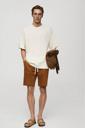 MANGO 100% linen bermuda shorts with drawstring