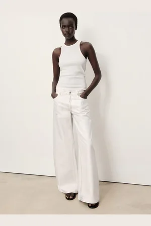 MANGO Metallic-finish wideleg jeans