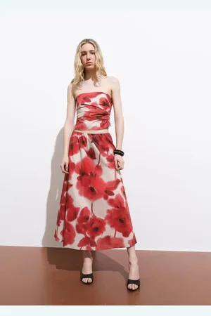 MANGO Floral midi skirt