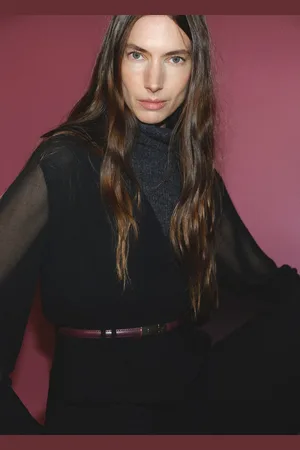 MANGO Thin belt with metal buckle