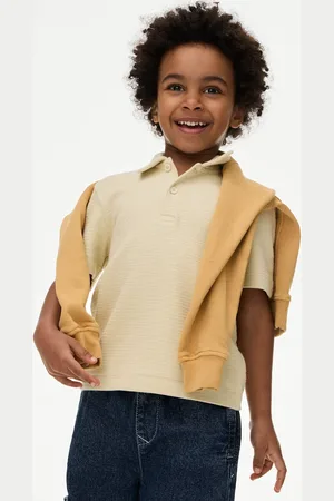 Marks & Spencer Boys Cotton Rich Knitted Polo Shirt (2-8 Yrs) - 5-6 Y - Soft Yellow
