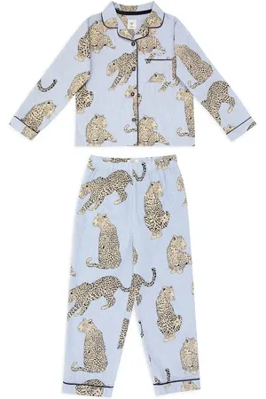 Chelsea Peers Girls Pure Cotton Seersucker Leopard Pyjamas (1-12 Yrs) - 5-6 Y -