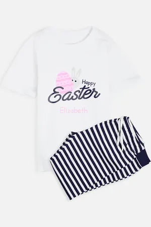 Dollymix Personalised Girls Happy Easter Pyjamas (5-12 Yrs) - 9-10Y -