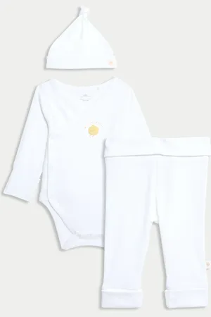 Marks & Spencer 3pc Cotton Rich Easter Bodysuit and Legging Outfit (7lbs-12 Mths) - 0-3 M -