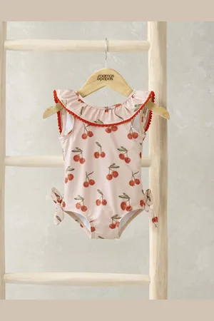 Mamas & Papas Girls Cherry Print Frill Neck Swimsuit (0-3 Yrs) - 0-3 M -
