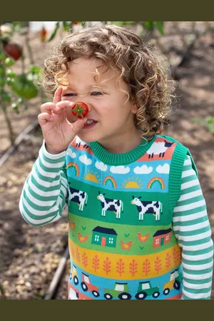 Frugi Boys Pure Cotton Farm Knitted Vest (0-5 Yrs) - 18-24 -