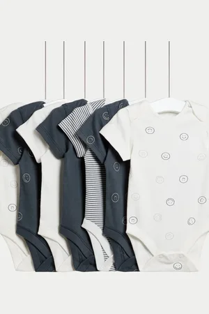 Marks & Spencer 7pk Pure Cotton Print Bodysuit (0 Mths-3 Yrs) - 0-3 M -