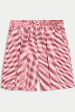 Marks & Spencer Girls Gingham School Shorts (3-14 Yrs) - 5-6 Y - Red