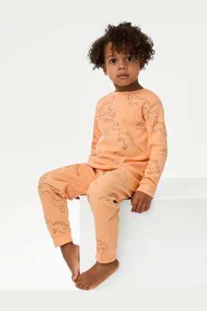Marks & Spencer Boys Pure Cotton Waffle Dinosaur Pyjamas (1-8 Yrs) - 1-2Y -