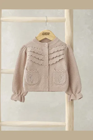 Mamas & Papas Girls Pure Cotton Embroidered Cardigan (0 Mths-3 Yrs) - 3-6 M -