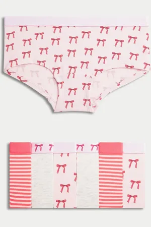 Marks & Spencer Girls 7pk Cotton with Stretch Bow Shorts (5-16 Yrs) - 9-10Y -