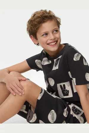 Marks & Spencer Boys Pure Cotton Sports Pyjamas (7-14 Yrs) - 9-10Y -