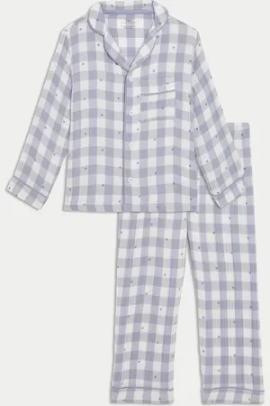 Marks & Spencer Boys Pure Cotton Star Check Revere Pyjamas (1-8 Yrs) - 2-3 Y -