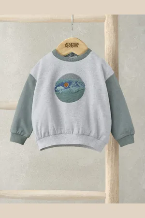 Mamas & Papas Boys Pure Cotton Embroidered Sweatshirt (0-3 Yrs) - 9-12M -