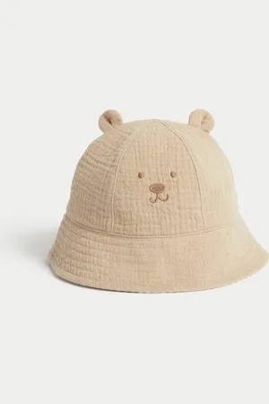 Marks & Spencer Pure Cotton Bear Sun Hat (0-18 Mths) - 3-6M -