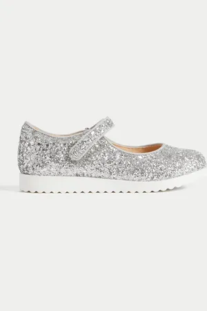 Marks & Spencer Kids Glitter Riptape Mary Jane Shoes (4 Small - 2 Large) - 1 LSTD -