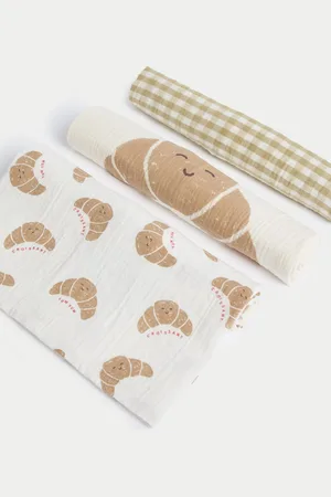 Marks & Spencer 3pk Pure Cotton Croissant Muslins -