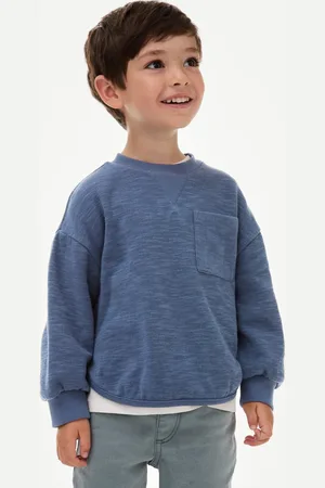 Marks & Spencer Boys Cotton Rich Textured Top (2-16 Yrs) - 5-6 Y - Dark Ink