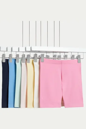 Marks & Spencer 7pk Cotton Rich Cycling Shorts (2-8 Yrs) - 3-4 Y -