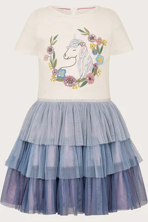 Monsoon Girls Unicorn Tiered Party Dress (3-13 Yrs) - 11-12 -