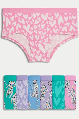 Marks & Spencer Girls 7pk Cotton with Stretch Leopard Shorts (5-16 Yrs) - 13-14 -