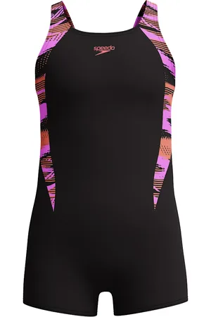 Speedo Girls Hyperboom Splice Legsuit Patterned Swimsuit (5-16 Yrs) - 11-12 -
