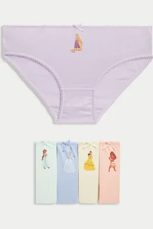 Marks & Spencer Girls 5pk Cotton with Stretch Disney Princess™ Knickers (2-10 Yrs) - 5-6 Y -