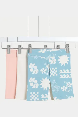 Marks & Spencer Girls 3pk Cotton Rich Printed Cycling Shorts (2-8 Yrs) - 7-8 Y -