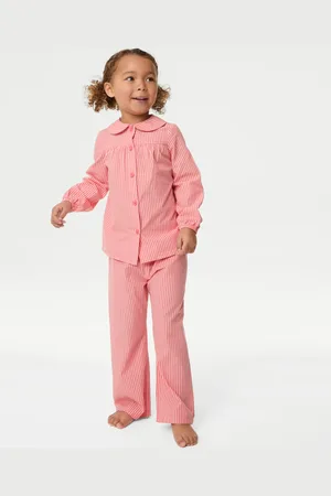 Marks & Spencer Girls Pure Cotton Striped Collared Pyjamas (1-8 Yrs) - 2-3 Y -