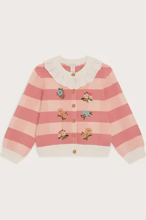 Monsoon Girls Pure Cotton Striped Collared Cardigan (3-13 Yrs) - 9-10Y -
