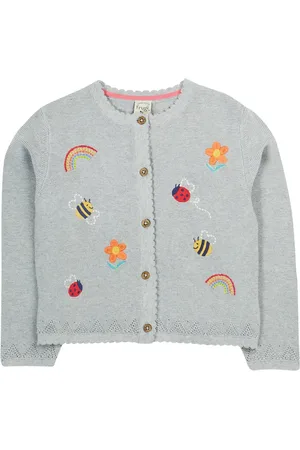 Frugi Girls Pure Cotton Embroidered Cardigan (0-10 Yrs) - 7-8 Y -
