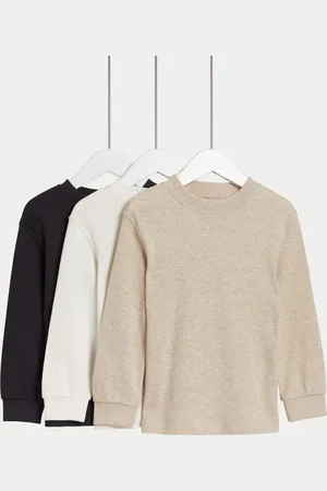 Marks & Spencer Boys 3pk Pure Cotton Waffle Tops (2-8 Yrs) - 6-7 Y -