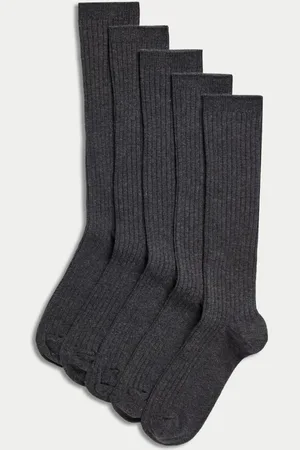 Marks & Spencer Boys 5pk of Long Ribbed School Socks - 12+3+ -