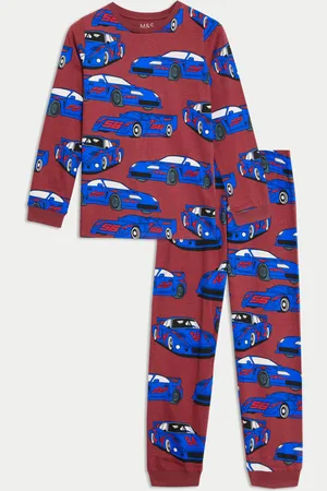 Marks & Spencer Boys Pure Cotton Car Pyjamas (1-14 Yrs) - 7-8 Y -