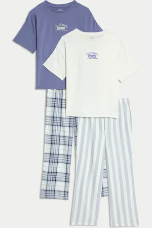 Marks & Spencer Girls 2 Pack Cotton Rich Printed Pyjama Sets - 11-12 -