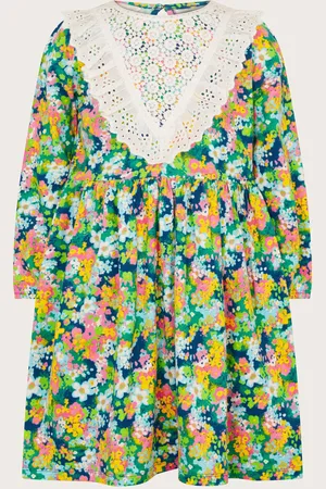 Monsoon Girls Pure Cotton Floral Dress (3-15 Yrs) - 14-15 -