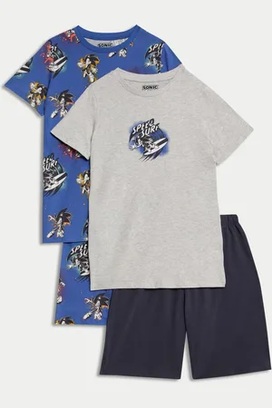 Marks & Spencer Boys 2 Pack Pure Cotton Sonic The Hedgehog™ Pyjamas (3-14 Yrs) - 6-7 Y -