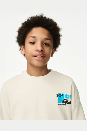 Marks & Spencer Boys Cotton Rich Racing Graphic Long Sleeve Top (2-16 Yrs) - 3-4 Y -