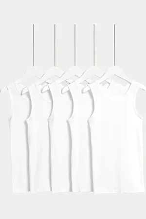 Marks & Spencer Boys 5pk Pure Cotton Vests (2-14 Yrs) - 13-14 -