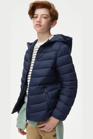 Marks & Spencer Boys Stormwear™ Lightweight Hooded Padded Coat (6-16 Yrs) - 13-14 - Navy