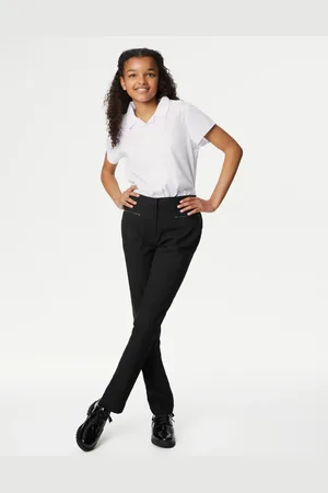 Marks & Spencer Girls Super Skinny Leg Zip School Trousers (2-18 Yrs) - 11-12 - Black