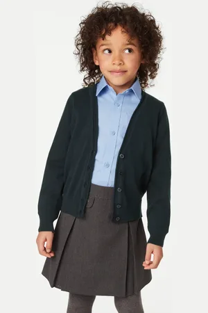 Marks & Spencer Girls 2 Pack Girls Pure Cotton School Cardigan (3-18 Yrs) - 6-7 Y - Navy