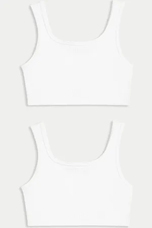 Marks & Spencer Girls 2 Pack Seamfree Round Neck Rib Crop Tops (6-16 Yrs) - 6-8Y -