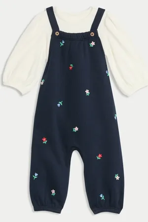 Marks & Spencer Girls 2pc Cotton Rich Floral Dungarees Outfit (0-3 Yrs) - 2-3Y -