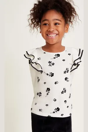 Monsoon Girls Pure Cotton Floral Flock Print Top (3-13 Yrs) - 5-6 Y -