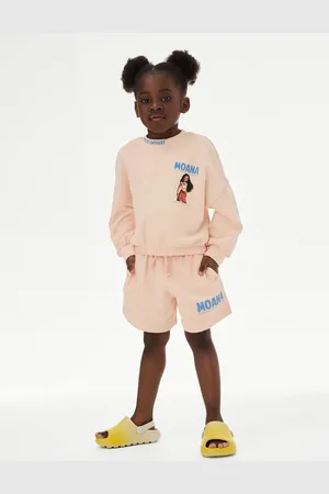 Marks & Spencer Girls 2pc Cotton Rich Moana Top & Shorts Outfit (1-8 Yrs) - 5-6 Y -