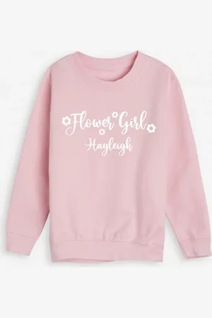 Dollymix Personalised Kids Flower Girls Sweatshirt (3-11 Yrs) - 7-8 Y -