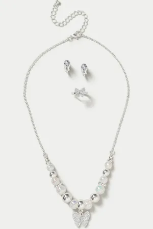Marks & Spencer Girls Butterfly Beaded Necklace Multipack Set -